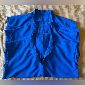 FIGS L ROYAL BLUE WOMENS RAFAEL OVERSIZED SCRUB TOP (3 TOPS)